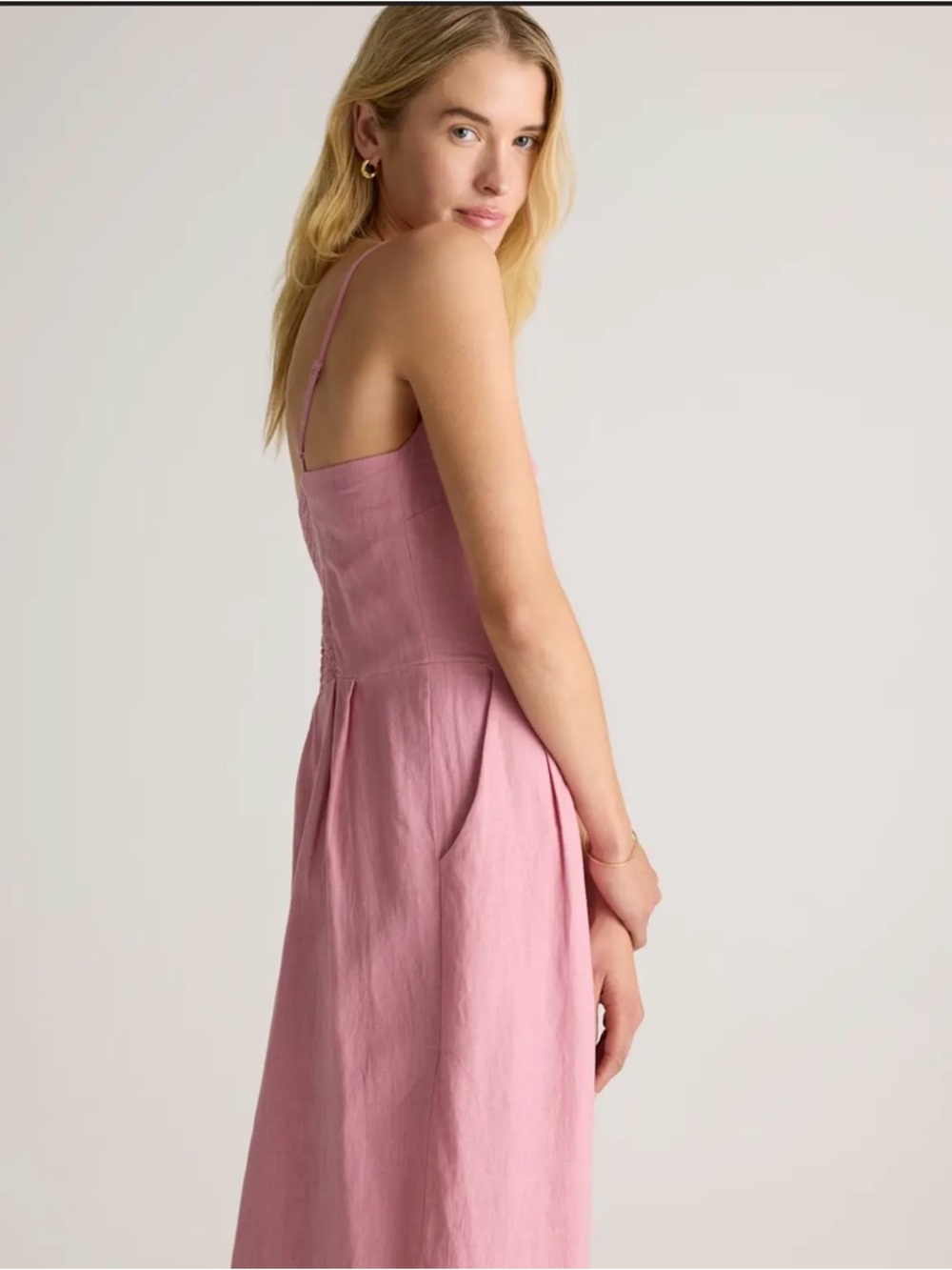 Quince Blush Pink Sleeveless Midi Dress - Picture 4 of 11